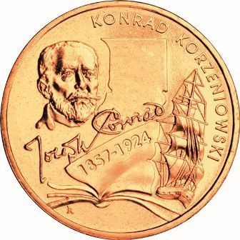 Монета Польши 2 Злотых, "Юзеф Коженёвский/Джозеф Конрад" AU, 2007