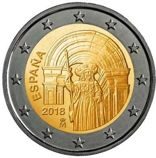 Монета Испании 2 евро "Сантьяго-де-Компостела" AU, 2018 год