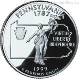Монета 25 центов США "Пенсильвания", AU, 1999, Р