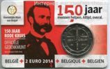 Монета Бельгии 2 Евро "150 лет Красному Кресту Бельгии" AU 2014