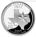 Монета 25 центов США "Техас", AU, 2004, D