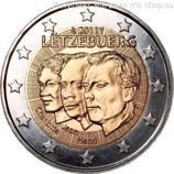 Монета 2 Евро Люксембург  "50 лет награждения наследного Великого герцога Люксембурга Жана титулом «лейтенант-представитель» Великой герцогини Шарлотты" AU, 2011 год