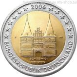 Монета 2 Евро Германии  "Федеральная земля Шлезвиг-Гольштейн" AU, 2006 год