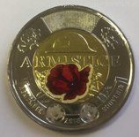 Монета Канады 2 доллара "Окончание Первой Мировой Войны" (цветная), AU, 2018