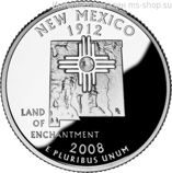 Монета 25 центов США "Нью-Мексико", AU, 2008, Р