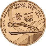 Монета Польши 2 Злотых, "Польская олимпийская сборная в Ванкувере 2010" AU, 2010