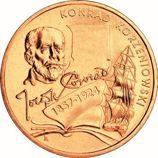 Монета Польши 2 Злотых, "Юзеф Коженёвский/Джозеф Конрад" AU, 2007