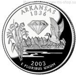 Монета 25 центов США "Арканзас", AU, 2003, D