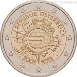 Монета 2 Евро Австрии "10 лет наличному обращению евро" AU, 2012 год