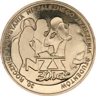 Монета Польши 2 Злотых, "30-летие Независимого Студенческого Союза" AU, 2011