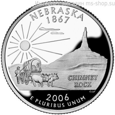 Монета 25 центов США "Небраска", AU, 2006, P