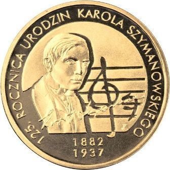 Монета Польши 2 Злотых, "125-летие со дня рождения Кароля Шимановского" AU, 2007