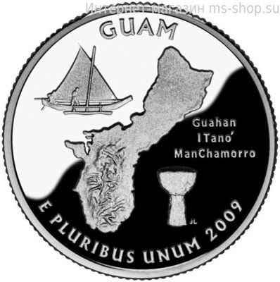 Монета 25 центов США "Территория Гуам", AU, 2009, D