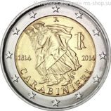 Монета Италии 2 Евро, "200 лет итальянским карабинерам", AU, 2014