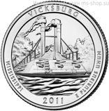 Монета США 25 центов "9-ый национальный парк Виксбург, Миссисипи", D, AU, 2011