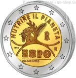 Монета Италии 2 Евро 2015 год "Expo 2015 в Милане", AU