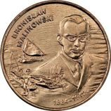 Монета Польши 2 Злотых, "Бронислав Малиновский" AU, 2002