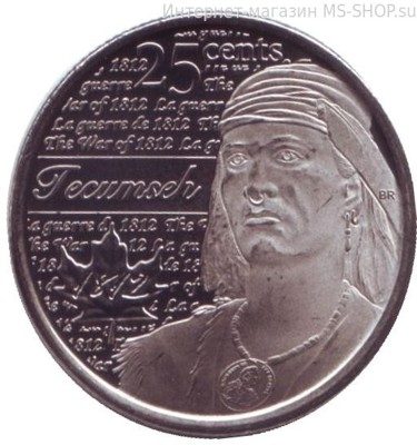 Монета Канады 25 центов "Текумсе", 2012