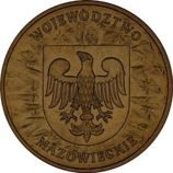 Монета Польши 2 Злотых, "Мазовецкое воеводство" AU, 2004