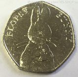 Монета Великобритании 50 пенсов "Кролик Флопси", AU, 2018