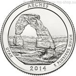 Монета США 25 центов "23-ий национальный парк Арчес, Юта", S, AU, 2014