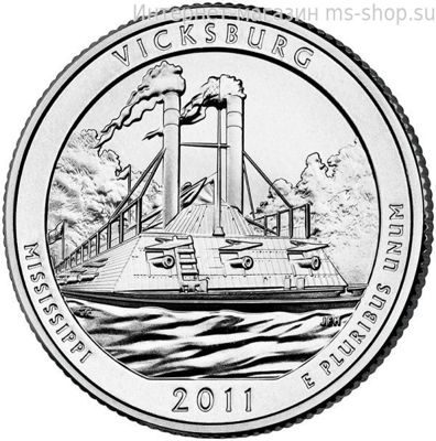 Монета США 25 центов "9-ый национальный парк Виксбург, Миссисипи", P, AU, 2011