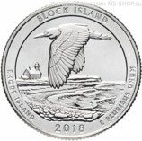 Монета США 25 центов "45-ый парк. Остров Блок", S, AU, 2018