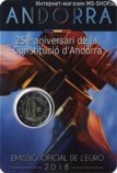 Монета Андоры 2 евро "25 лет Конституции Андорры" AU, 2017 год