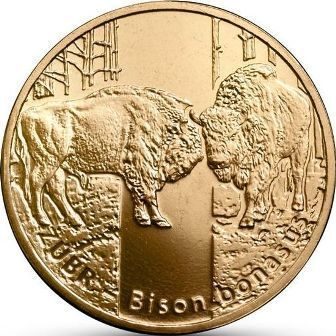 Монета Польши 2 Злотых, "Зубр" AU, 2013