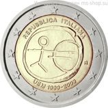 Монета 2 Евро Италии "10 лет Экономическому и валютному союзу" AU, 2009 год