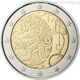 Монета 2 Евро Финляндии  "150-летие введения в Финляндии собственной валюты" AU, 2010 год