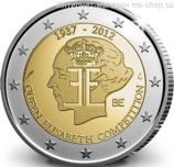 Монета Бельгии 2 Евро "75 лет истории музыкального конкурса имени королевы Елизаветы" AU, 2012 год