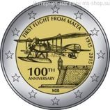 Монета Мальты 2 Евро 2015 год "100-летие первого авиаполёта с Мальты", AU