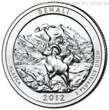 Монета США 25 центов "15-ый национальный парк Денали, Аляска", D, AU, 2012