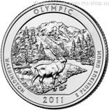Монета США 25 центов "8-ой национальный парк Олимпик, Вашингтон", P, AU, 2011