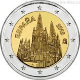Монета 2 Евро Испании  "Памятники культурного и природного Всемирного наследия ЮНЕСКО. Кафедральный собор в г.Бургос" AU, 2012 год