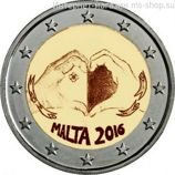 Монета Мальты 2 Евро 2016 год "Любовь. Дети и солидарность", AU