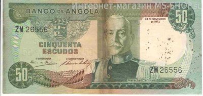 Банкнота Анголы 50 эскудо, F, 1972