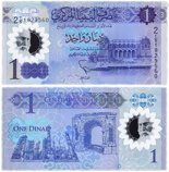 Банкнота Ливии 1 динар, AU, 2019