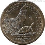 Монета США 1 доллар "Договор с делаварами", AU, P, 2013