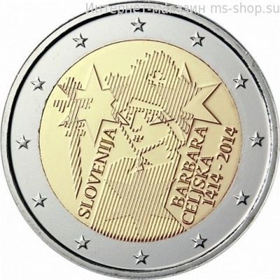 Монета Словении 2 Евро, "600 лет коронации Барбары Цилли", AU, 2014