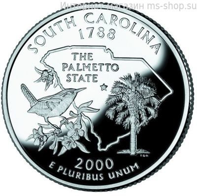 Монета 25 центов США "Южная Каролина", AU, 2000, Р