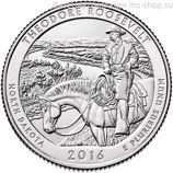 Монета США 25 центов "34-ый национальный парк Теодор Рузвельт, Северная Дакота", S, AU, 2016