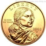 Монета США 1 доллар "Сакагавея. Парящий орёл", AU, P, 2003