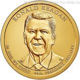 Монета США 1 доллар "40-ой президент Рональд Рейган", AU, 2016, P