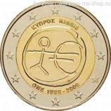 Монета 2 Евро Кипр "10 лет Экономическому и валютному союзу" AU, 2009 год