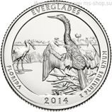 Монета США 25 центов "25-ый национальный парк Эверглейдс, Флорида", P, AU, 2014