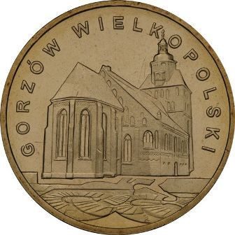 Монета Польши 2 Злотых, "Гожув-Велькопольский" AU, 2007