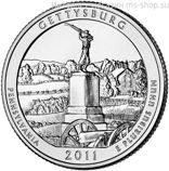 Монета США 25 центов "6-ой национальный парк Геттисберг, Пенсильвания", P, AU, 2011