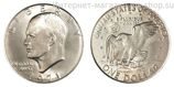 Монета США 1 доллар "Портрет Дуайта Эйзенхауэра. Лунный доллар", двор D, VF, 1971